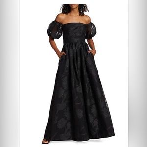 never worn, in box - ML Monique Lhuillier
Organza Jacquard Off-The-Shoulder Gown